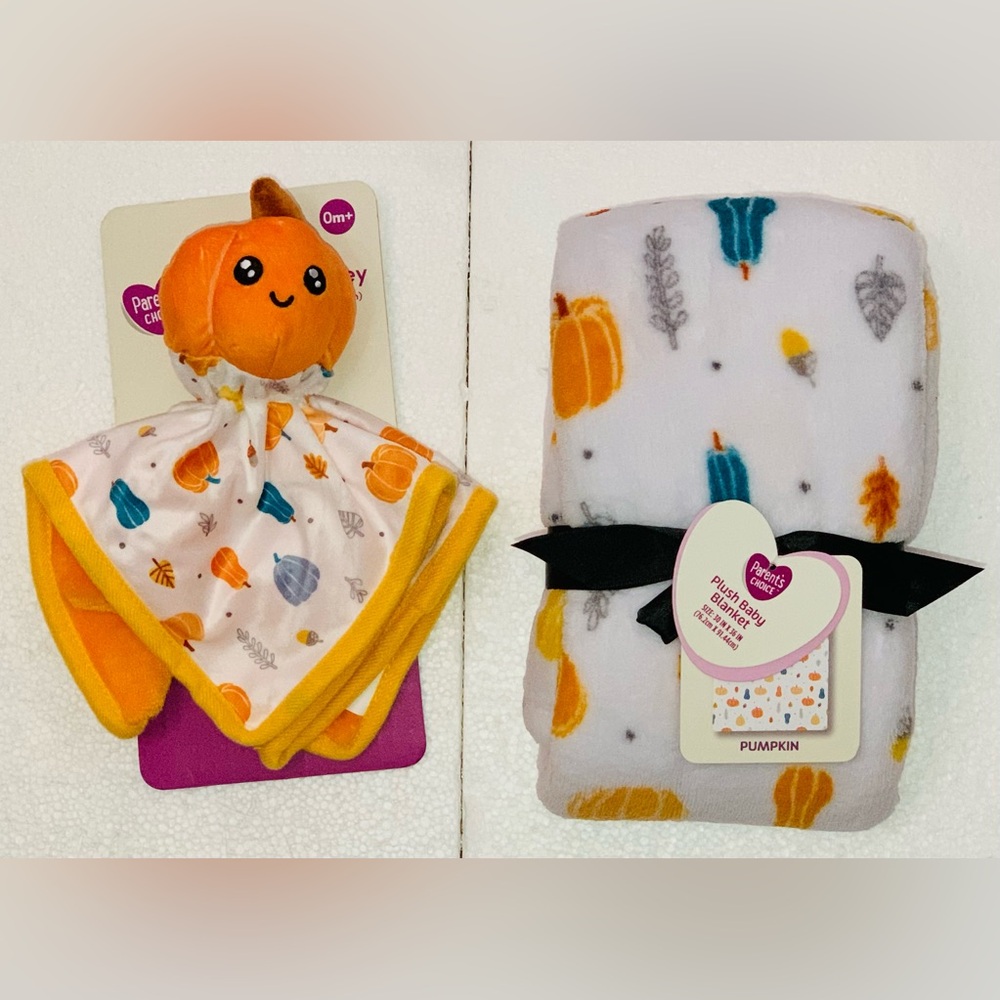 Parent's Choice Pumpkin Baby plush Blanket & Security Blanket 2Pc Set
